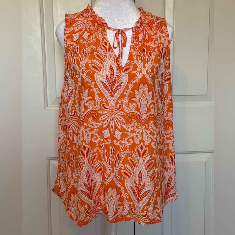 LOFT Vibrant Orange Print Top